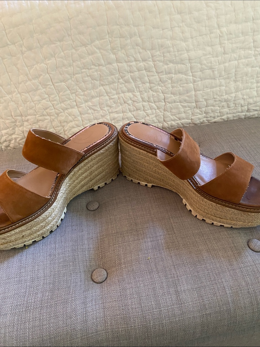 Sam Edelman Women’s Suede Double-Strap Slide Sandals in Tan - Picture 3 of 7